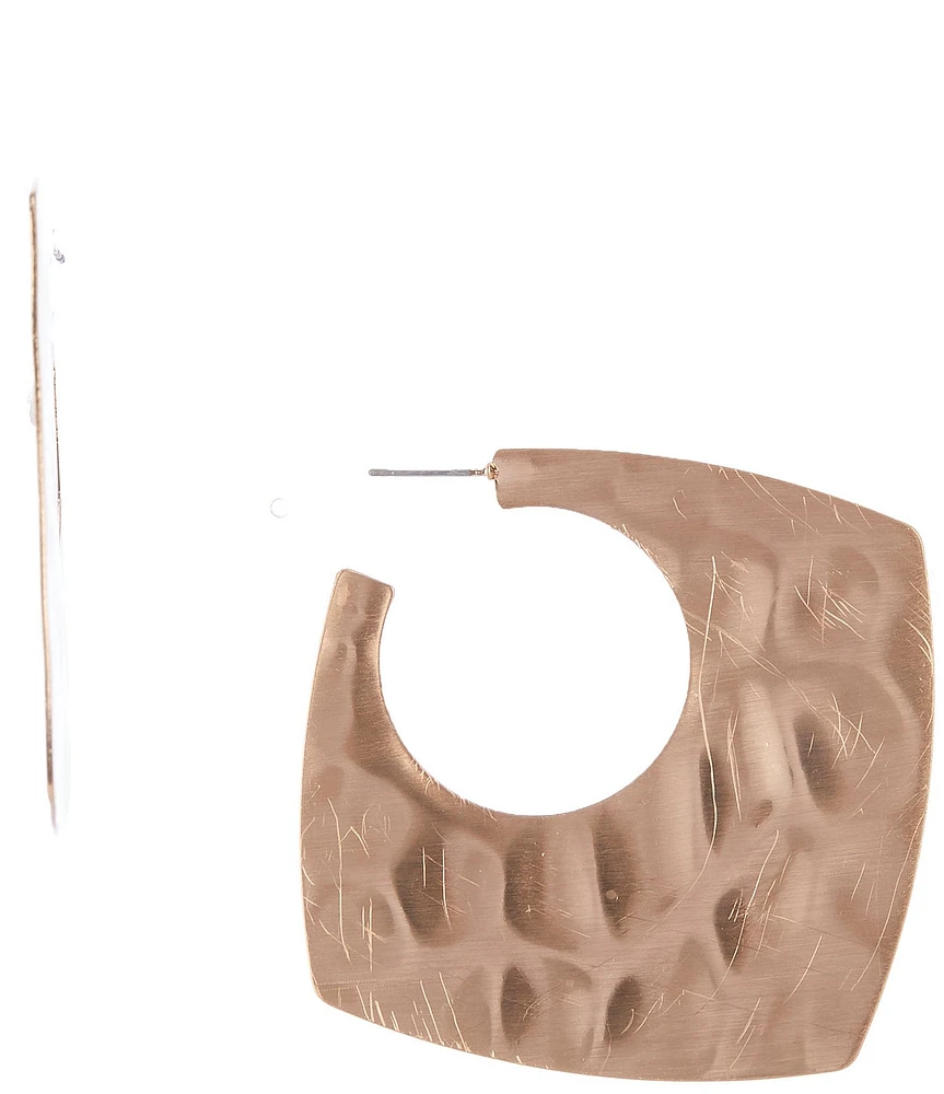 Natasha Accessories Cut Out XL Statement Puffy Square Hoop Earrings