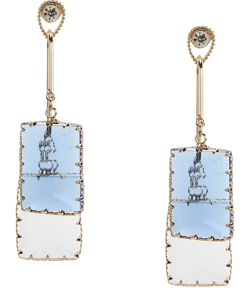 Natasha Accessories CZ Stone Uneven Statement Drop Earrings