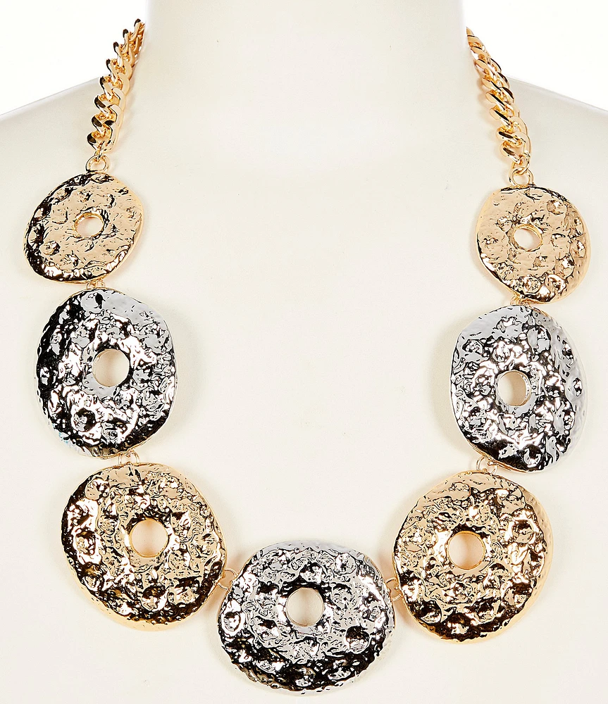 Natasha Accessories Hammered Donut Statement Collar Necklace