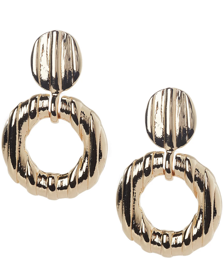 Natasha Accessories Textured Puffy Doorknocker Statement Orbital Earrings