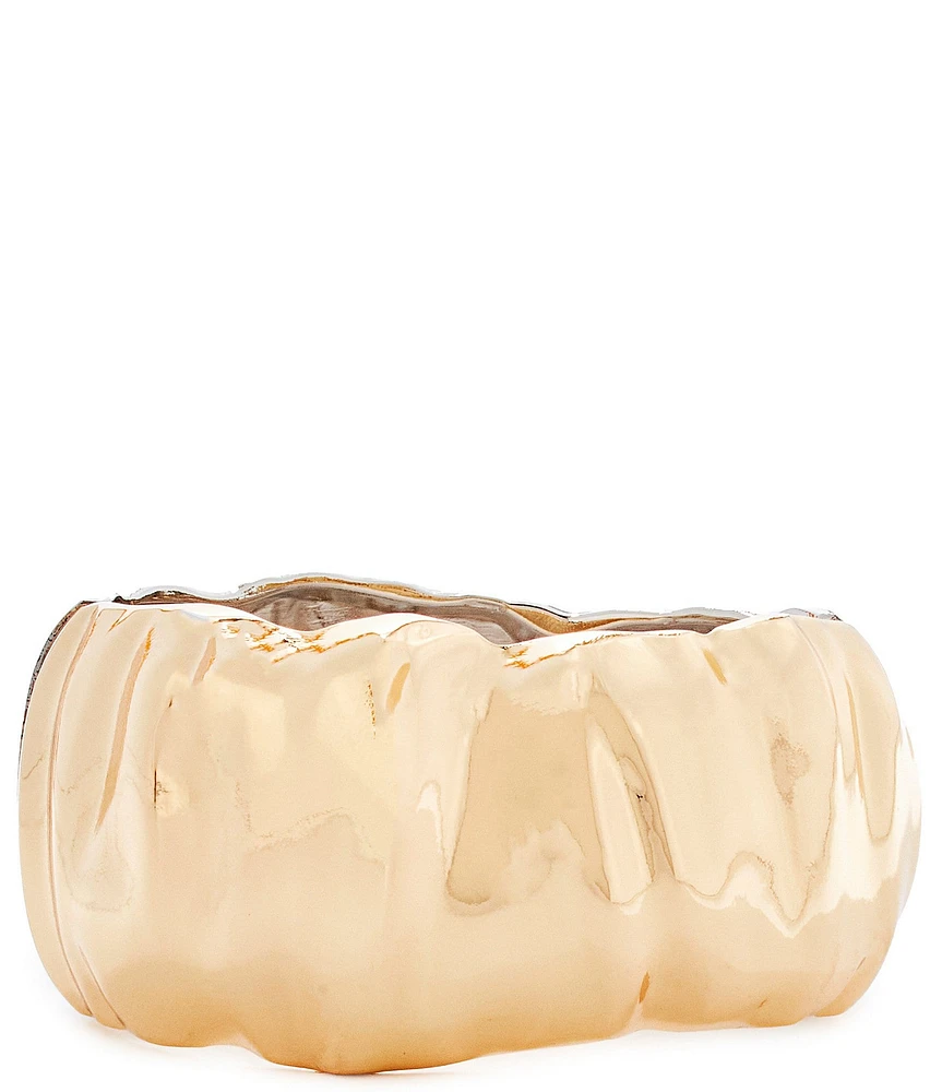 Natasha Accessories Two Tone Wavy Statement Hinge Bracelet