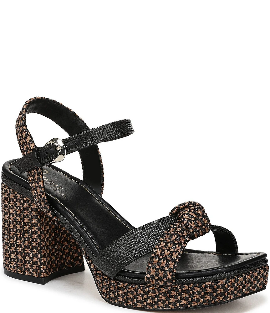 Naturalizer 27 EDIT Peyton Raffia Covered Block Heel Platform Sandals