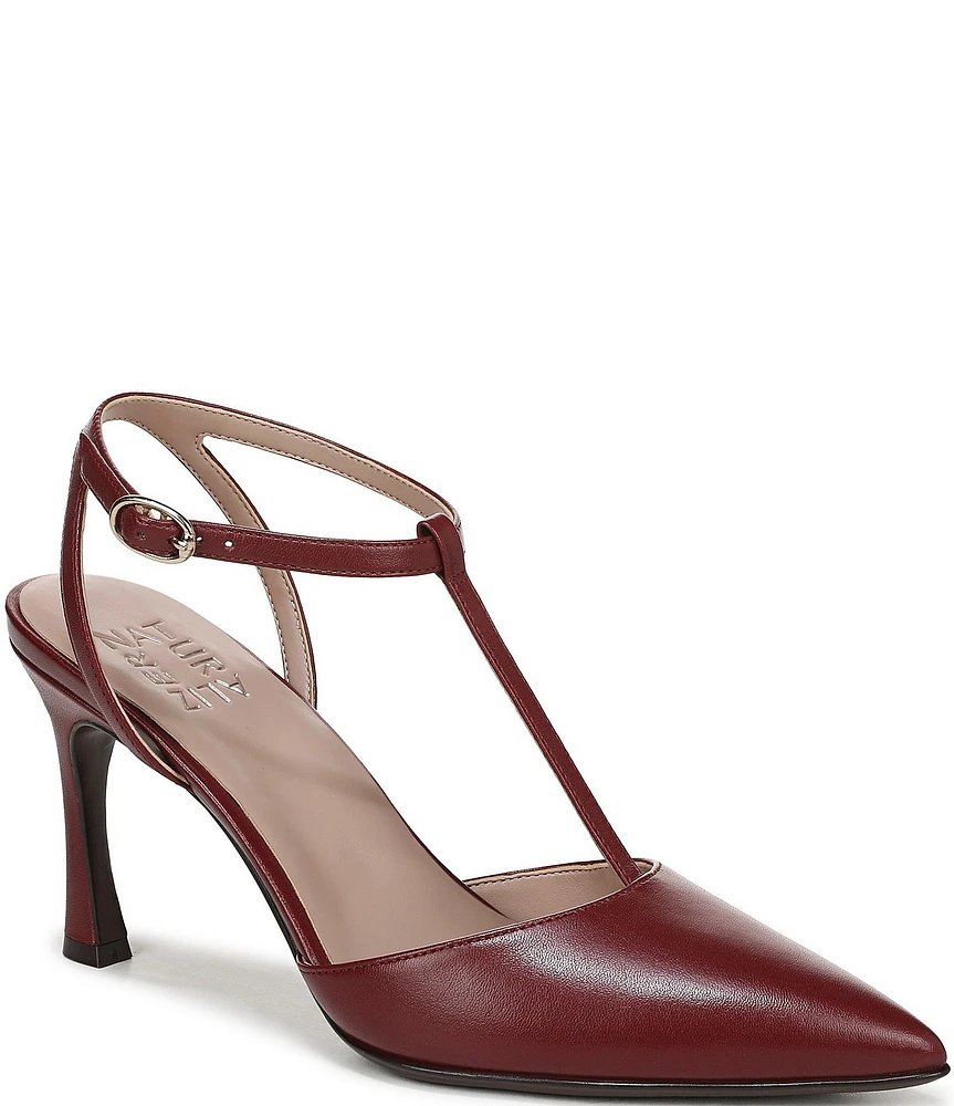 Naturalizer Astrid Leather Pointed Toe T-Strap Dress Pumps