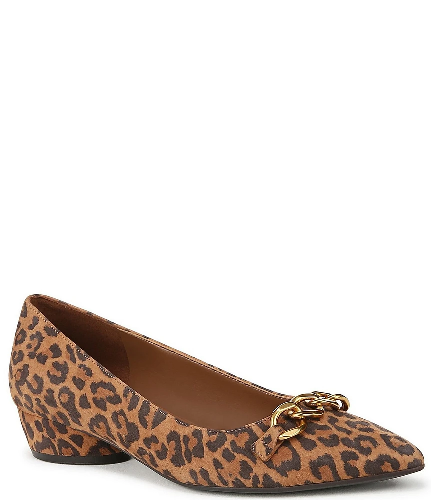 Naturalizer Becca Leopard Print Suede Chain Link Hardware Pumps