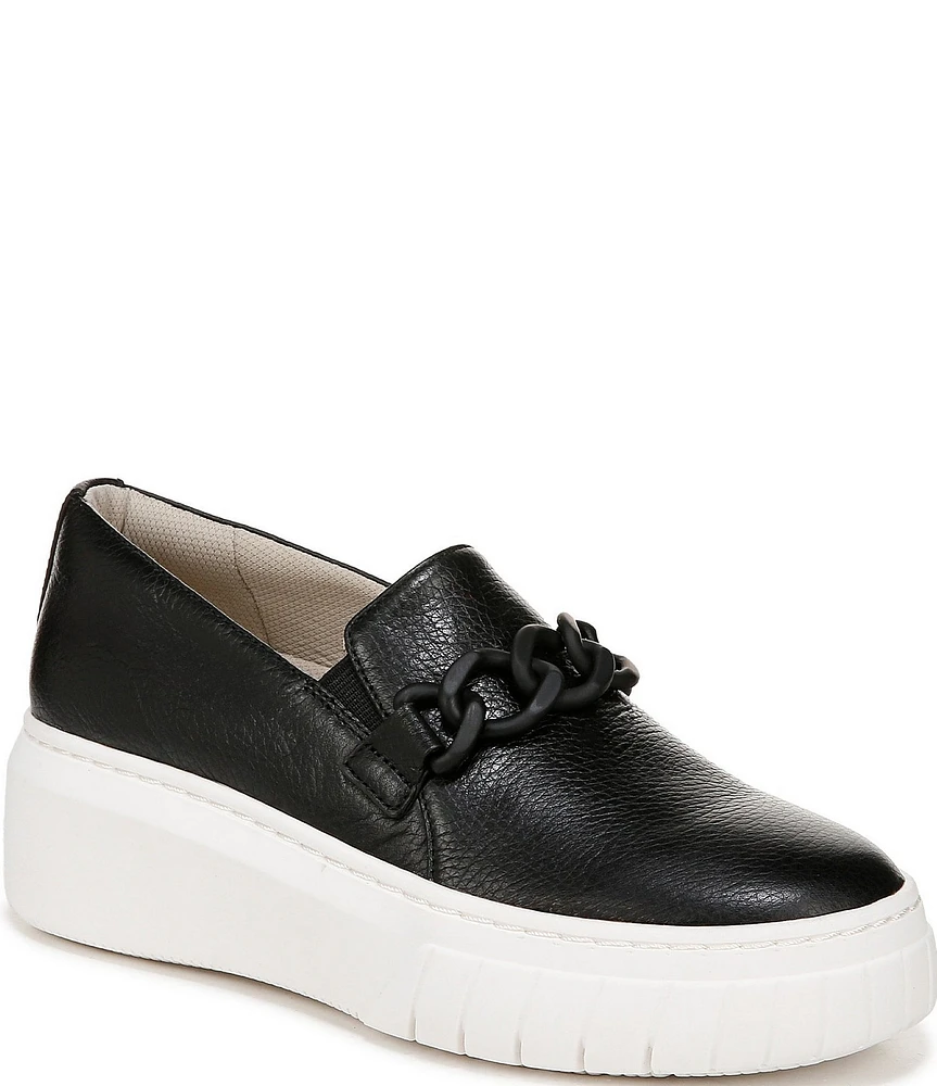 Naturalizer Daphne Leather Chain Hardware Slip On Platform Sneakers