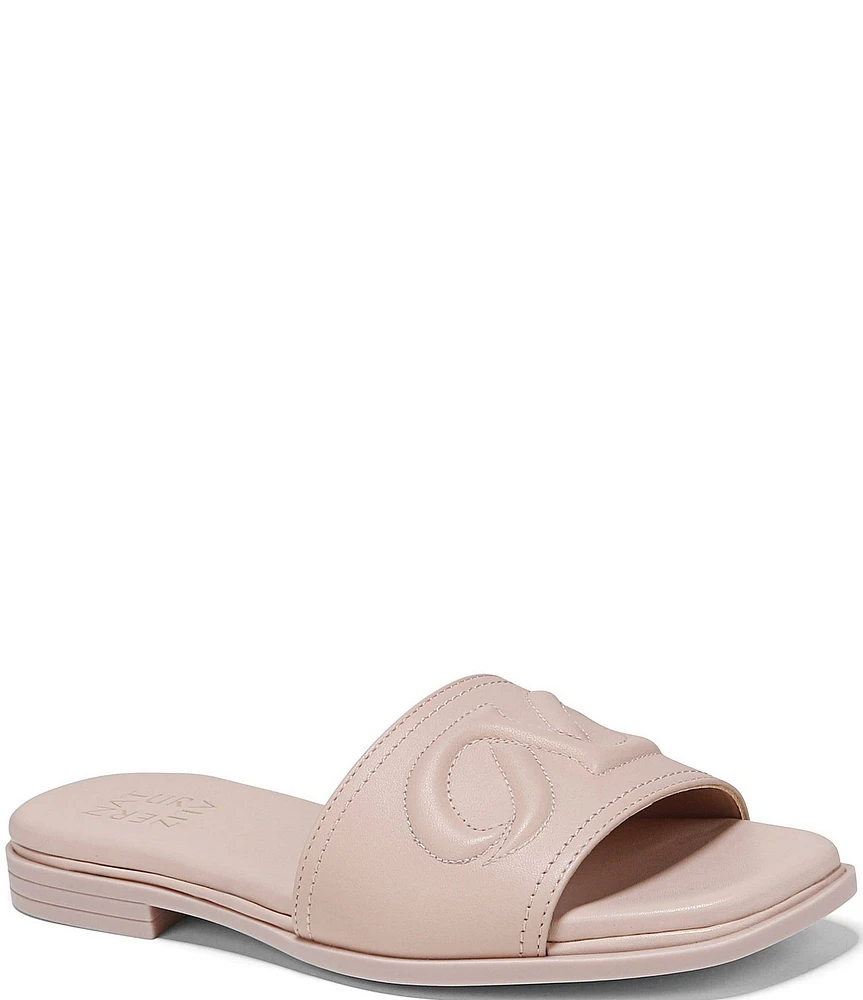 Naturalizer Genevieve Leather Logo Slide Sandals