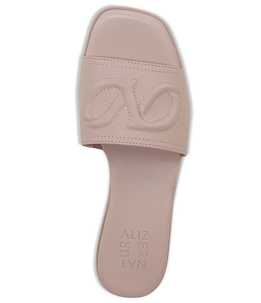 Naturalizer Genevieve Leather Logo Slide Sandals