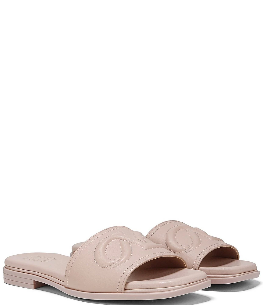 Naturalizer Genevieve Leather Logo Slide Sandals