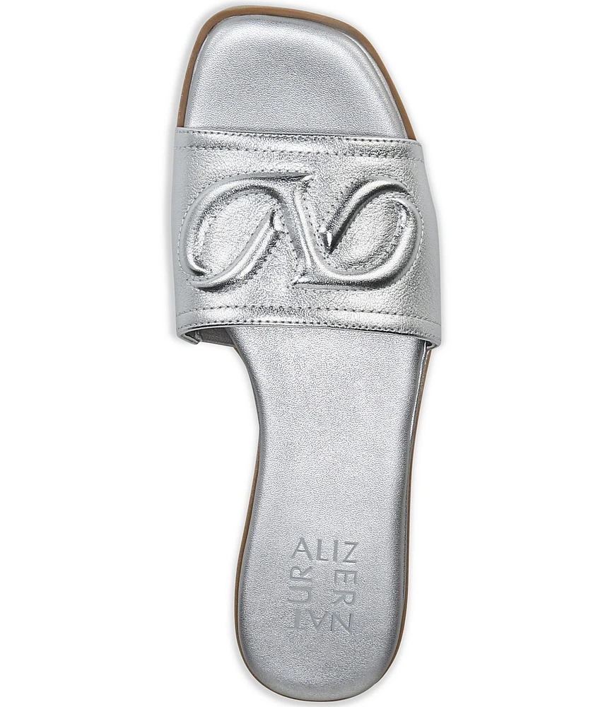 Naturalizer Genevieve Leather Logo Slide Sandals