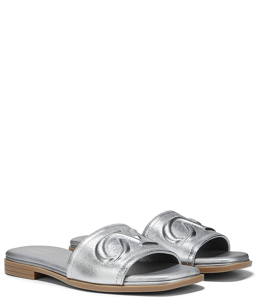 Naturalizer Genevieve Leather Logo Slide Sandals