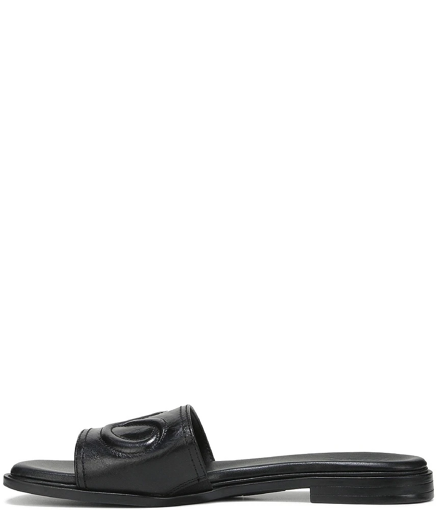 Naturalizer Genevieve Leather Logo Slide Sandals