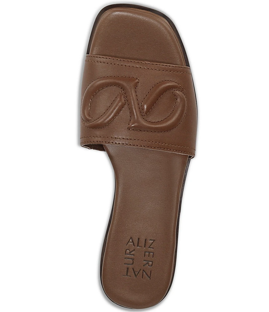 Naturalizer Genevieve Leather Logo Slide Sandals