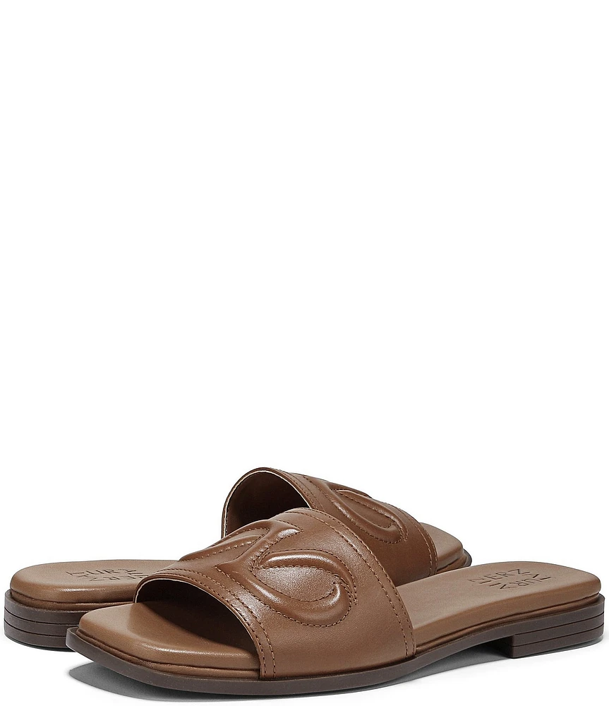 Naturalizer Genevieve Leather Logo Slide Sandals