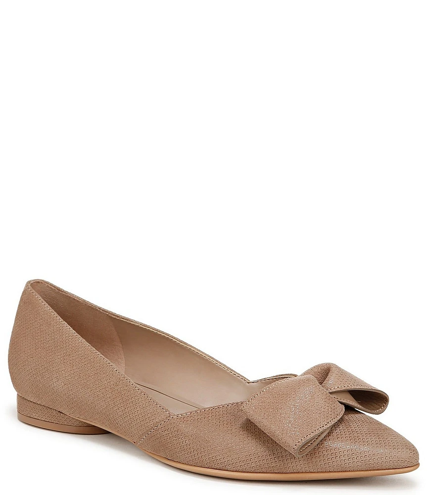 Naturalizer Havana Glossy Suede Bow Embellished Pointed Toe Dress Flats