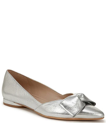 Naturalizer Havana Metallic Leather Bow Embellished Pointed Toe Dress Flats