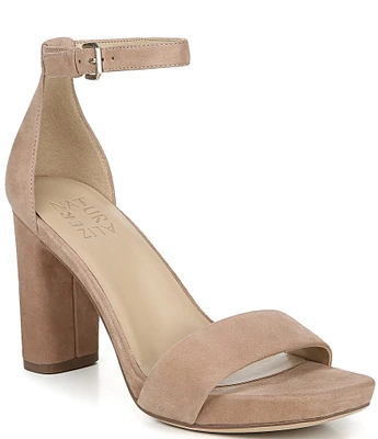 Naturalizer Joy Ankle Strap Suede Square Toe Ankle Strap Dress Sandals