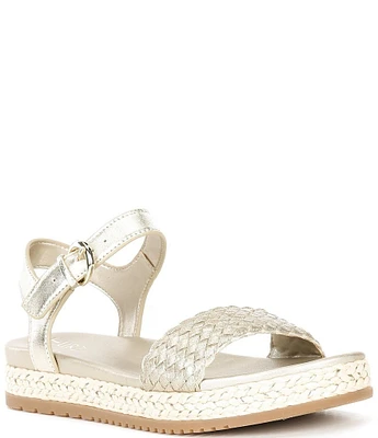 Naturalizer Neila Woven Leather Ankle Strap Espadrille Platform Sandals