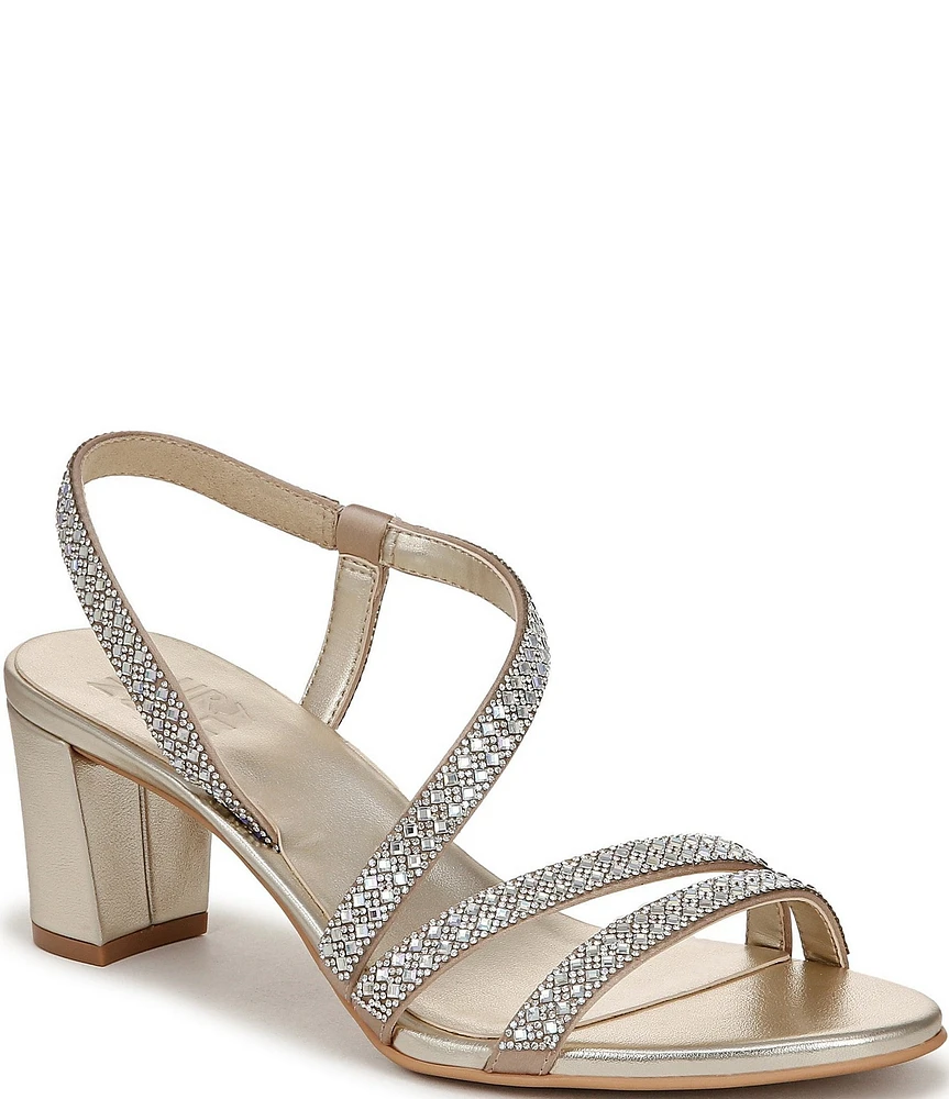 Naturalizer Vanessa Satin Strappy Crystal Detail Block Heel Evening Dress Sandals
