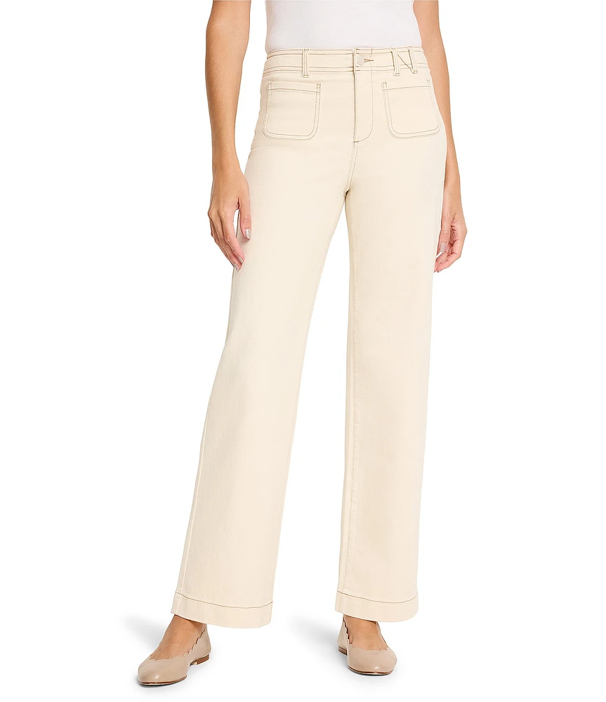 NIC + ZOE 31#double; High-Rise Wide Leg Patch Pocket Jeans