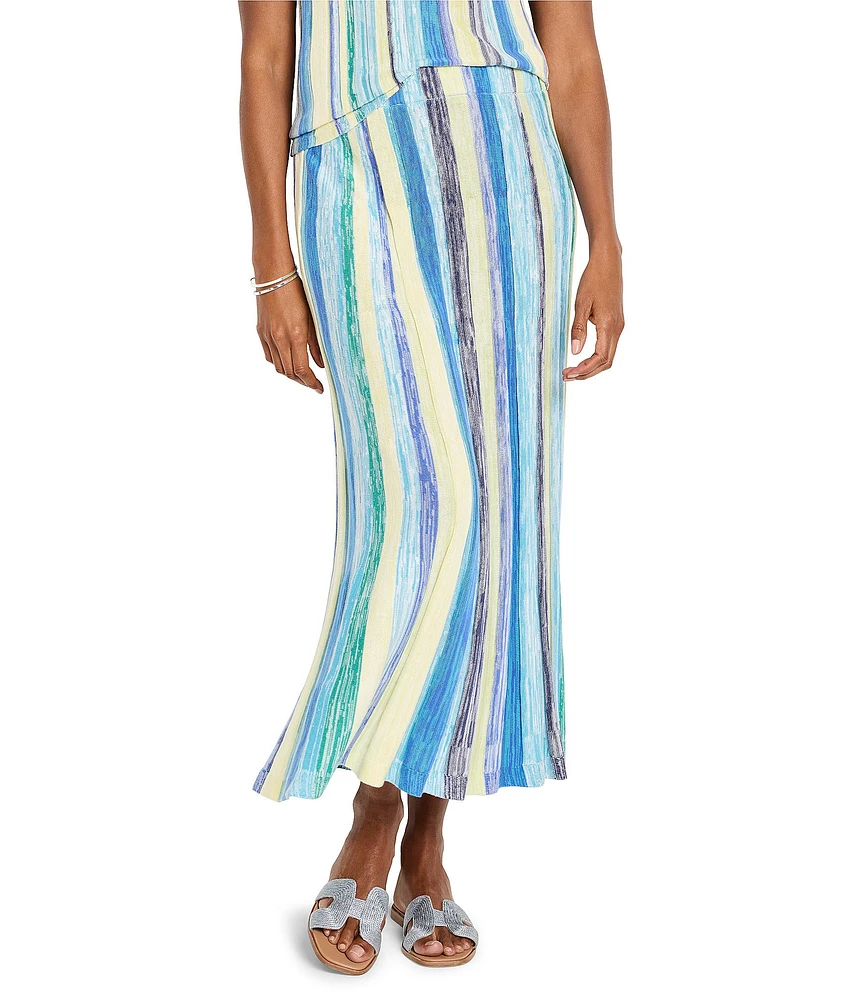 NIC + ZOE Coast Crush Stripe Knit Fit-And-Flare Coordinating Skirt