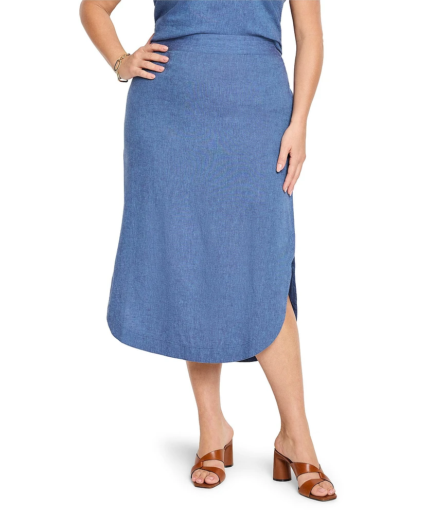 NIC + ZOE Plus Size Rumba Linen Blend High Rise A-Line Midi Skirt
