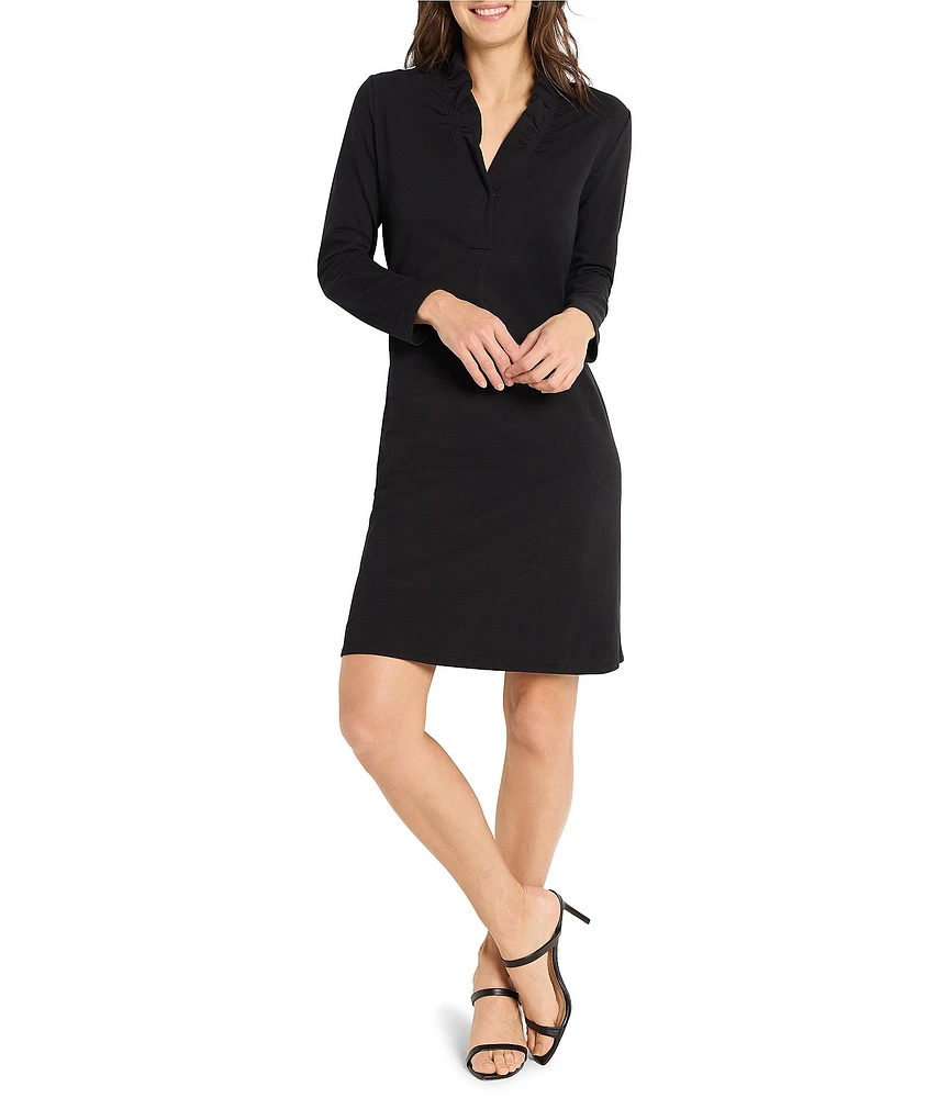 NIC + ZOE Ruffled Up V-Neck Long Sleeve Dress