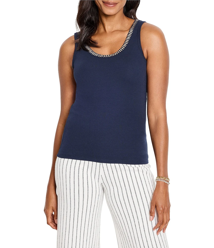 NIC + ZOE Shimmer Trimmed Scoop Neck Sleeveless Tank
