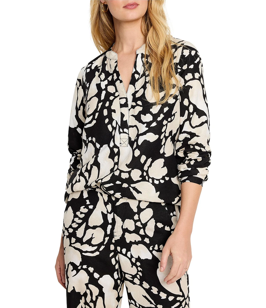 NIC + ZOE Woven Evening Petal V-Neck Long Sleeve Shirt