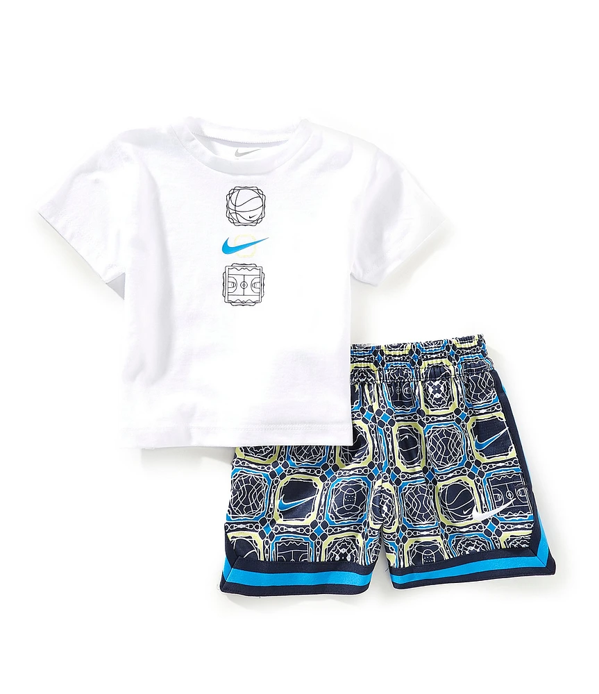 Nike Baby Boys Short Sleeve Graphic T-Shirt & Mixed-Media-Printed Shorts Set