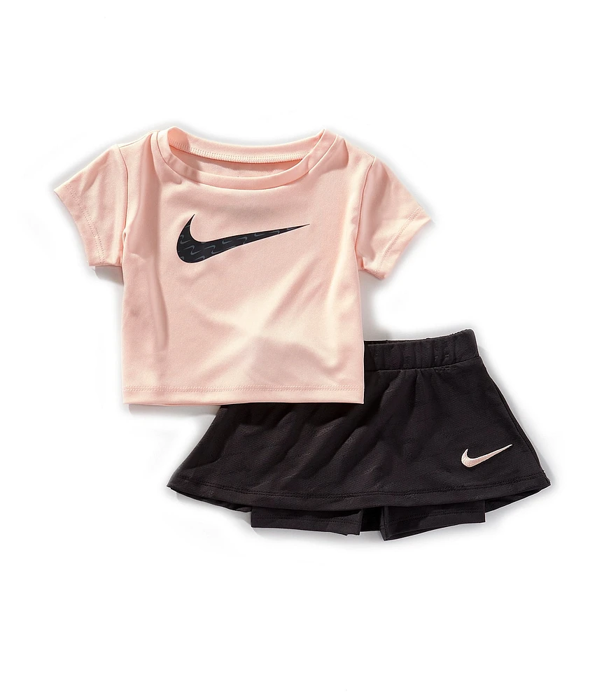 Nike Baby Girls Short-Sleeve Swoosh T-Shirt & Skort Set