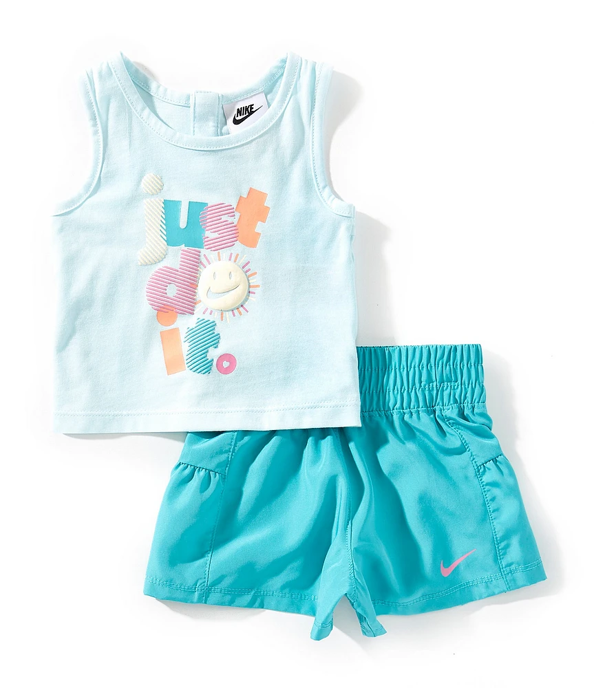 Nike Baby Girls Sleeveless #double;Just Do It#double; Racerback Tank Top & Solid Shorts Set