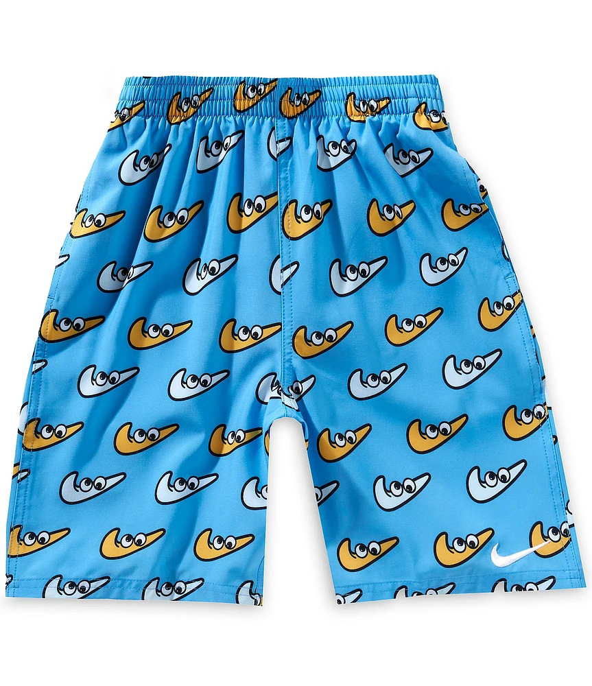 Nike Big Boys Swoosh-Print 7#double; Inseam Volley Swim Trunks