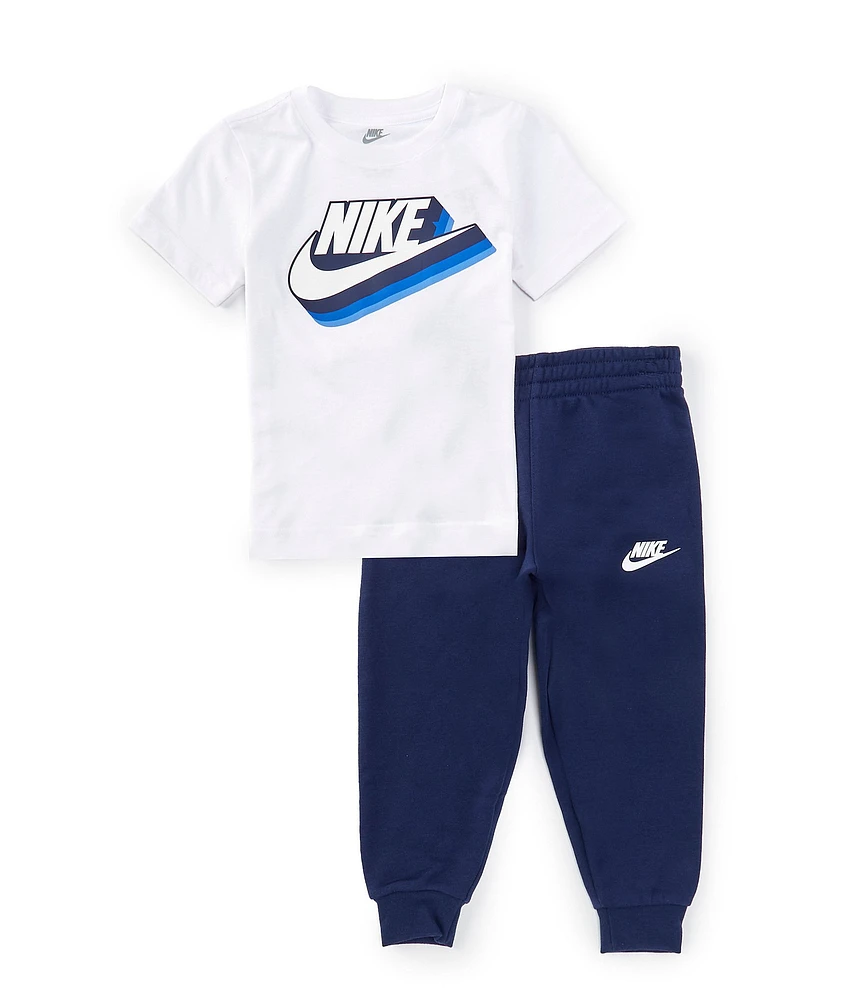 Nike Little Boys Short Sleeve Gradient Futura Graphic T-Shirt & Fleece Jogger Pant Set