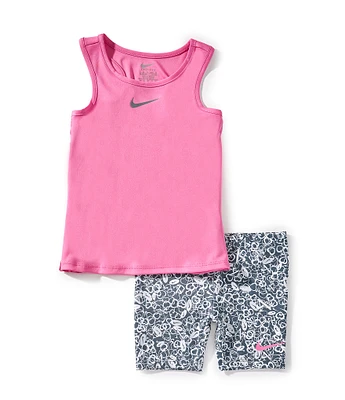 Nike Little Girls Dri-Fit Game Swoosh Short Sleeve Tank & Bike Shorts Set