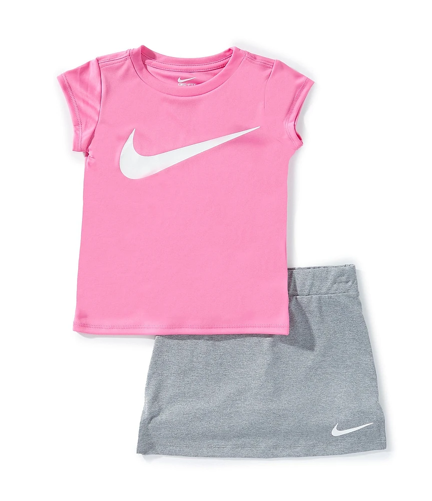 Nike Little Girls Dri-FIT Short Sleeve T-Shirt & Scooter Skirt 2-Piece Set