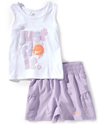 Nike Little Girls Sleeveless Sunny Swoosh JDI Tank & Shorts Set