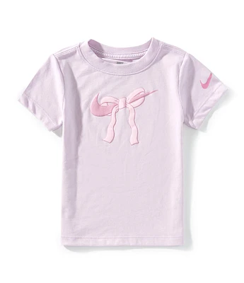 Nike Little Girls Nike Swoosh Bow Ribbon Graphic T-Shirt