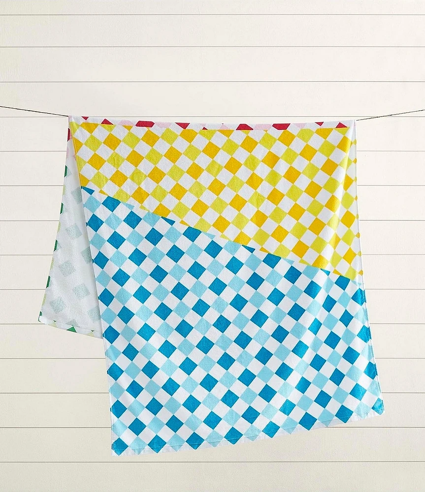 Noble Excellence Summer Shop Collection Multi Checked Burst Print Velour Beach Towel