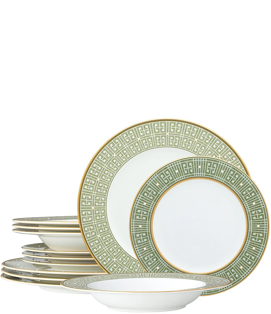 Noritake Infinity Green Gold Collection 12-Piece Set, Service For 4