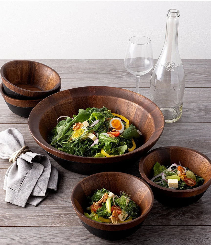 Noritake Kona Wood 5-Piece Salad Bowl Serve Set