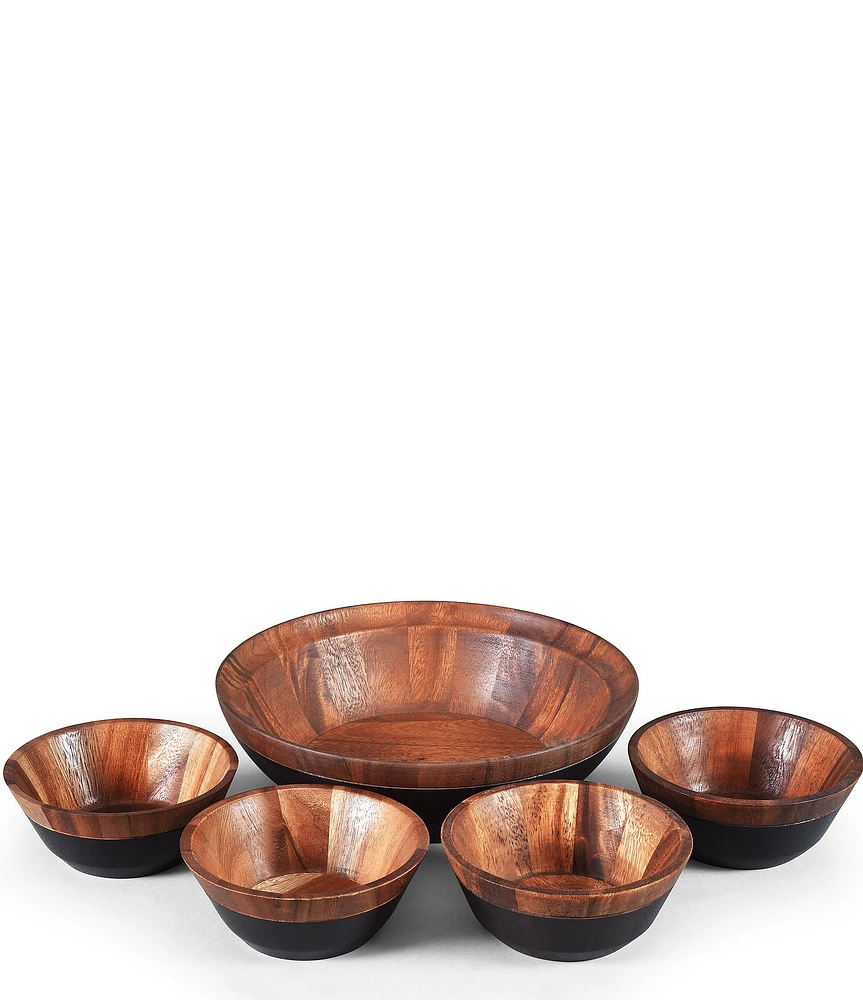 Noritake Kona Wood 5-Piece Salad Bowl Serve Set