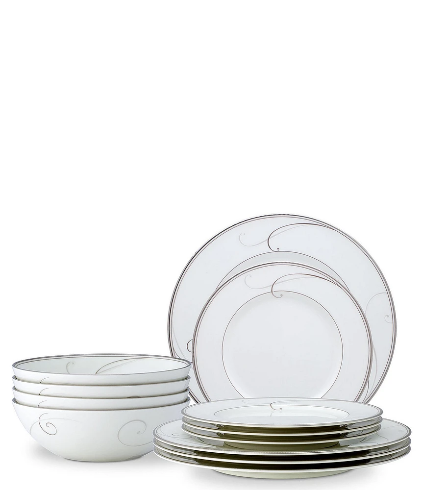 Noritake Platinum Wave Collection 12-Piece Set, Service For 4