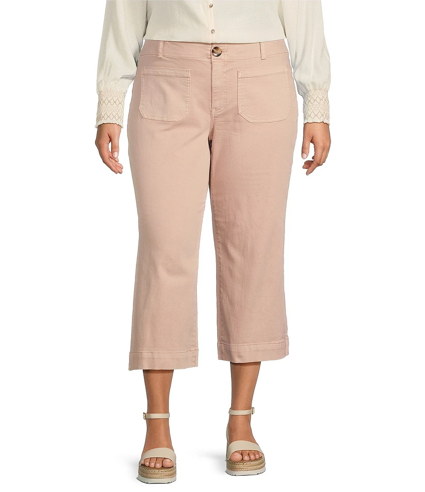 Nurture by Westbound Plus Size Patch Pocket Wide-Leg Cropped Pants