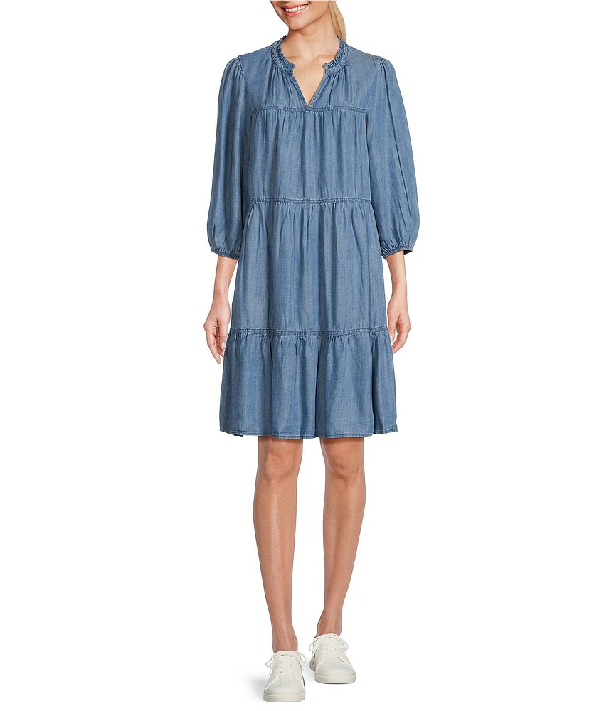 Nurture Petite Size 3/4 Sleeve Ruffle Tiered Dress