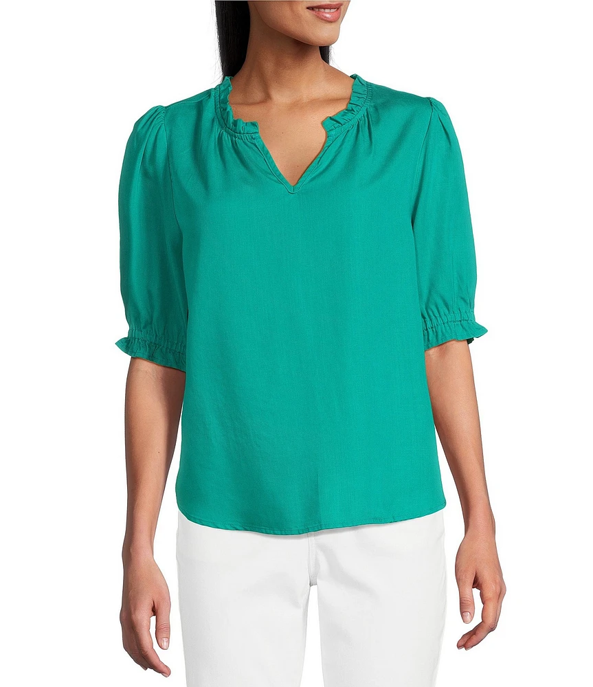 Nurture Petite Size Elbow Sleeve V-Neck Top