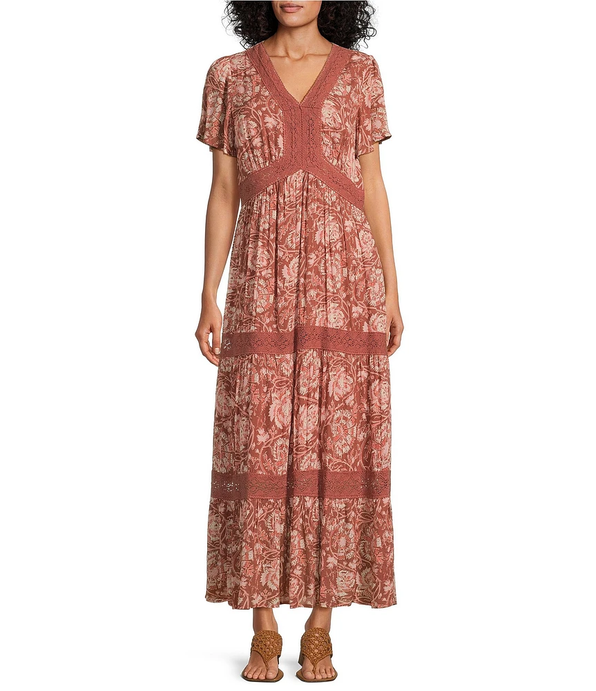 Nurture Petite Size V-Neck Trim Maxi Dress