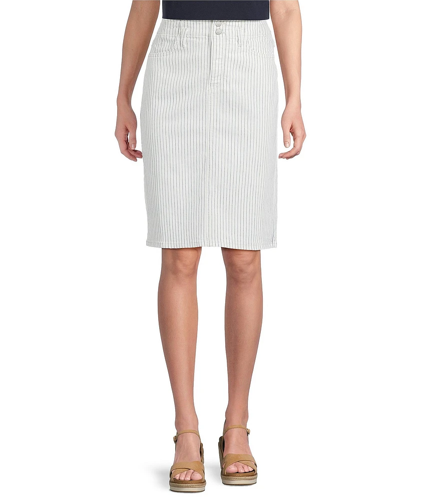 NYDJ Hollywood High Waist 4-Pocket Style Stripe A-Line Skirt