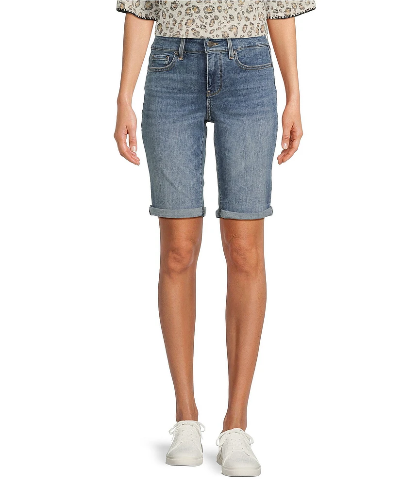 NYDJ Petite Size Briella Stretch Denim Lift Tuck® Mid Rise Roll Cuff Shorts