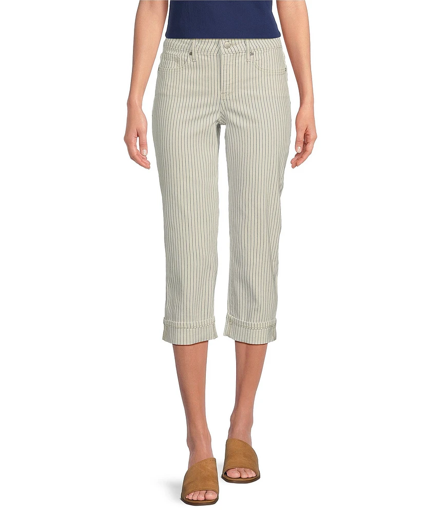 NYDJ Petite Size Marilyn Lift Tuck® Technology Palencia Stripe Straight Cuff Crop Jeans