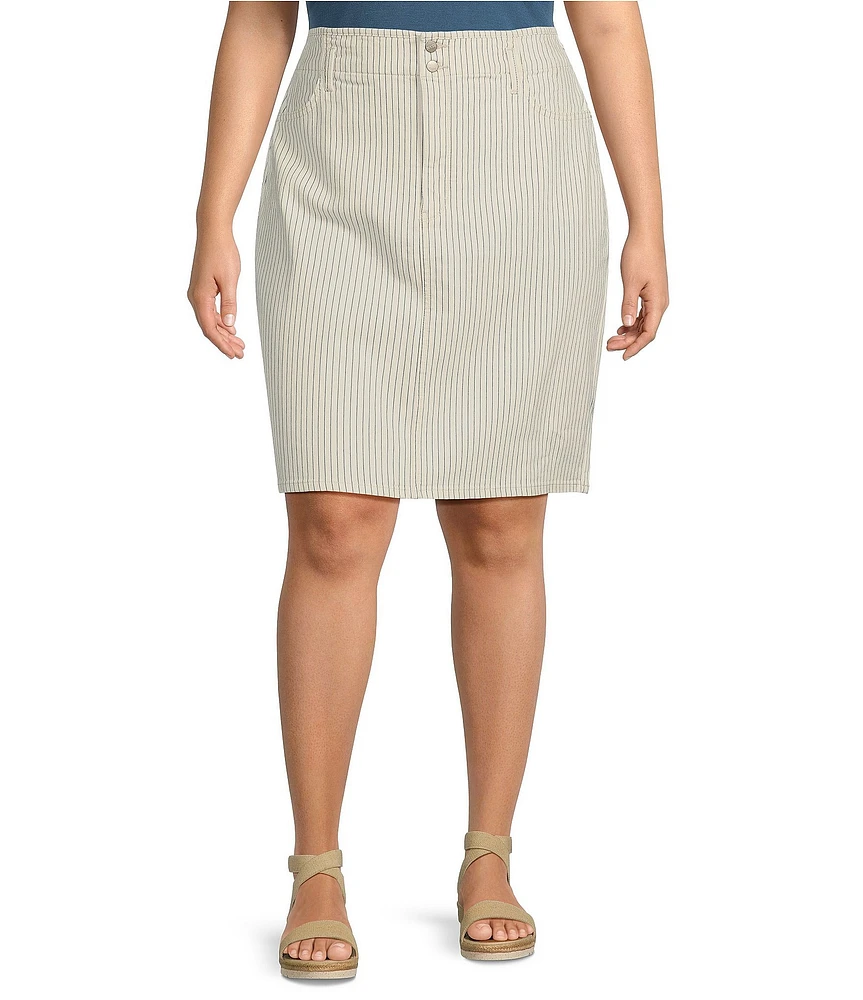 NYDJ Plus Size Hollywood High Waist 4-Pocket Style Stripe A-Line Skirt